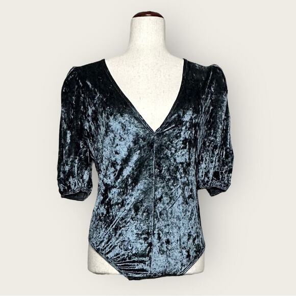 NWT | Free People Intimately | Velour Puff Sleeve Bodysuit | Gray | Various Size - Picture 2 of 12